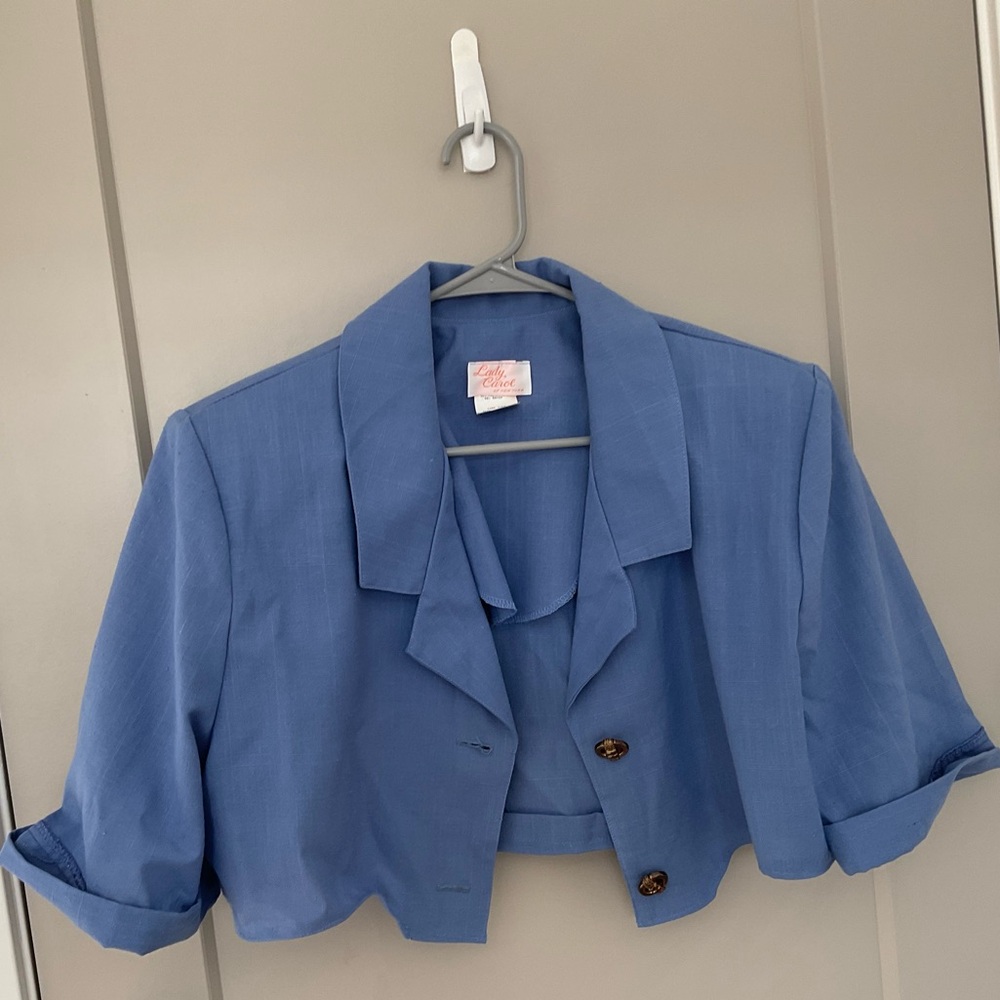 Custom Fashion Cropped Baby Blue Blazer
